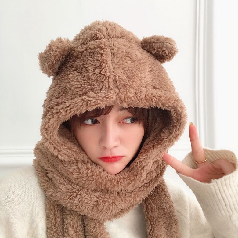 bear ear hooded scarf