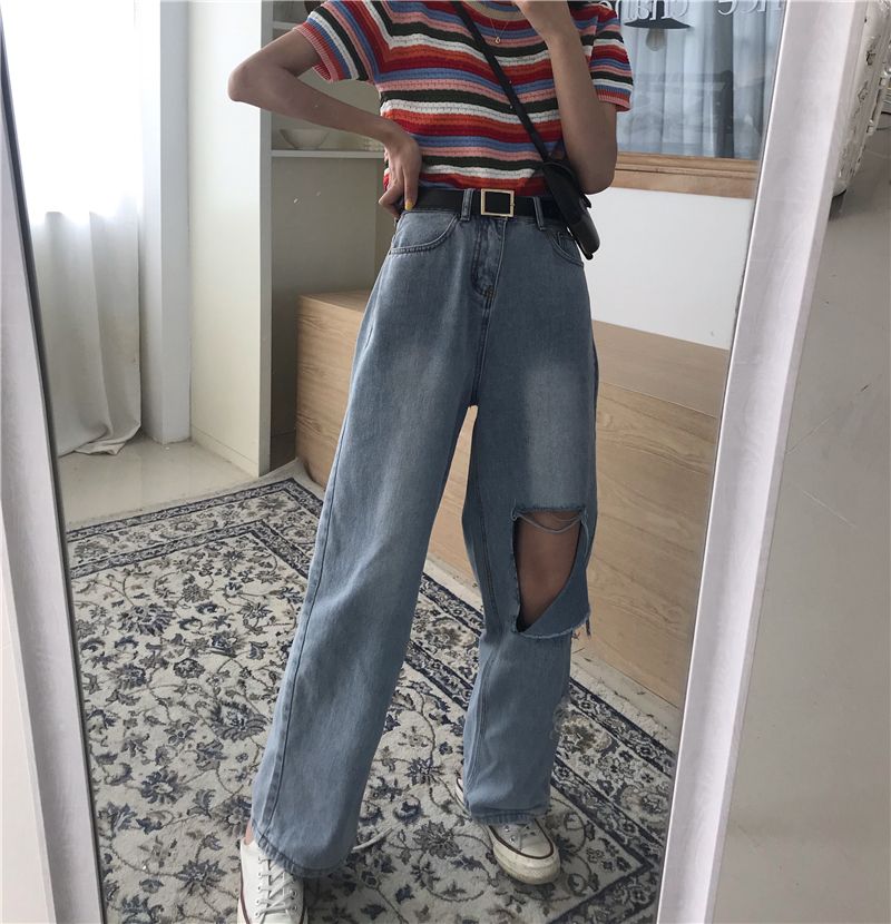 Dear Yours - Distressed Wide-Leg Jeans 