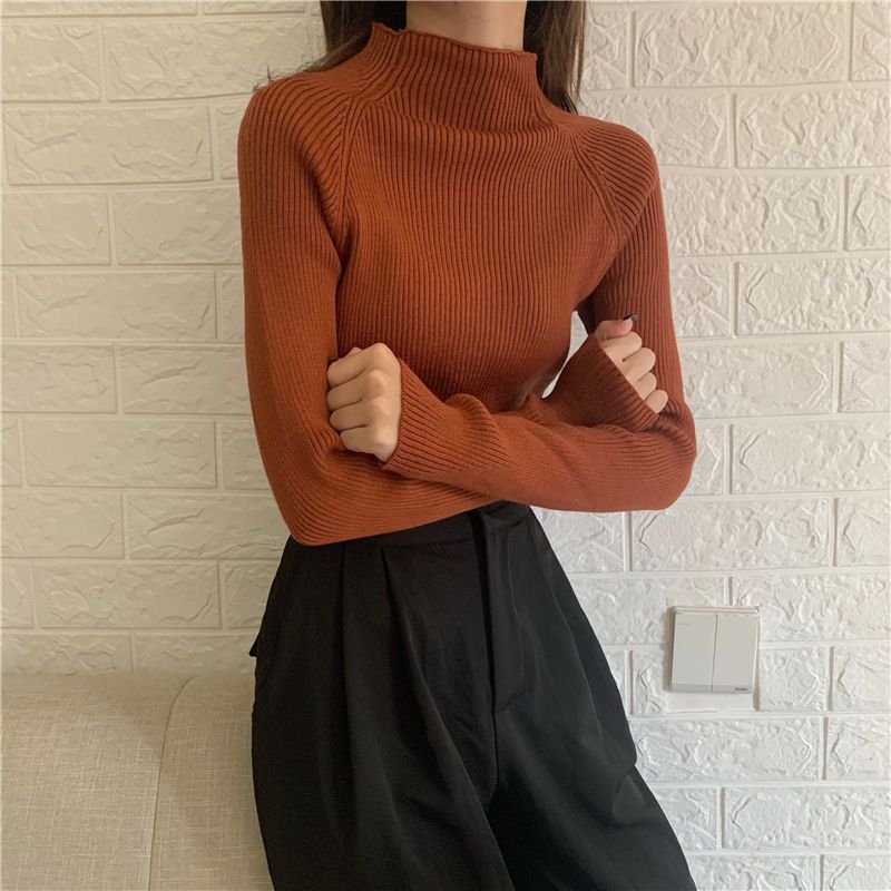 Moon City Mock-Turtleneck Ribbed Knit Top | YesStyle