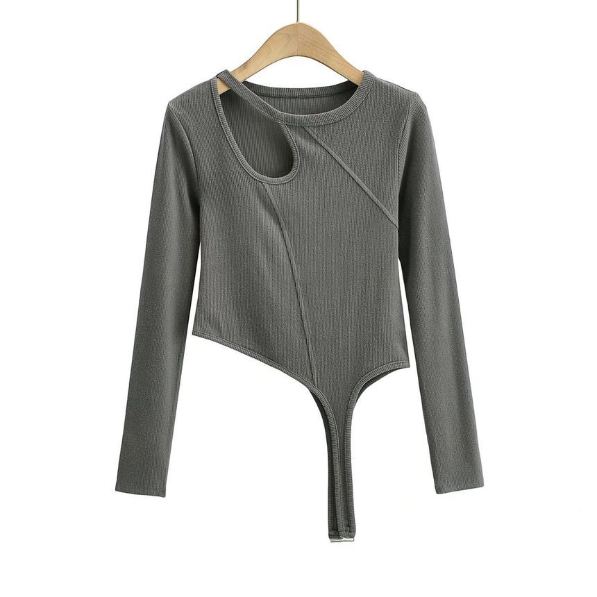 Long-Sleeve Cut-Out Asymmetrical Top 