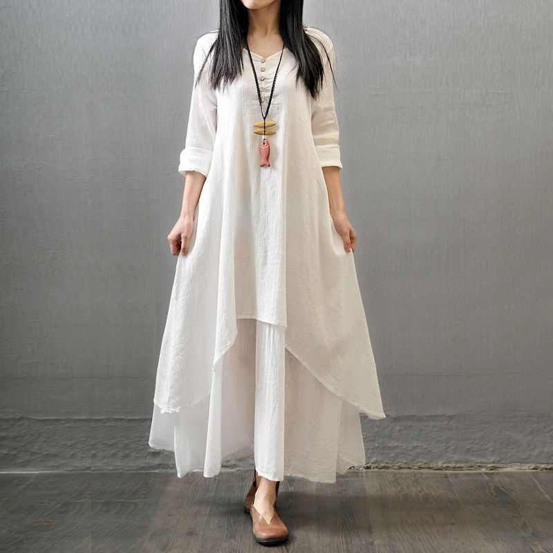 plain white long sleeve maxi dress