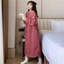 Long-Sleeve Plain Coral Fleece Pajama Dress