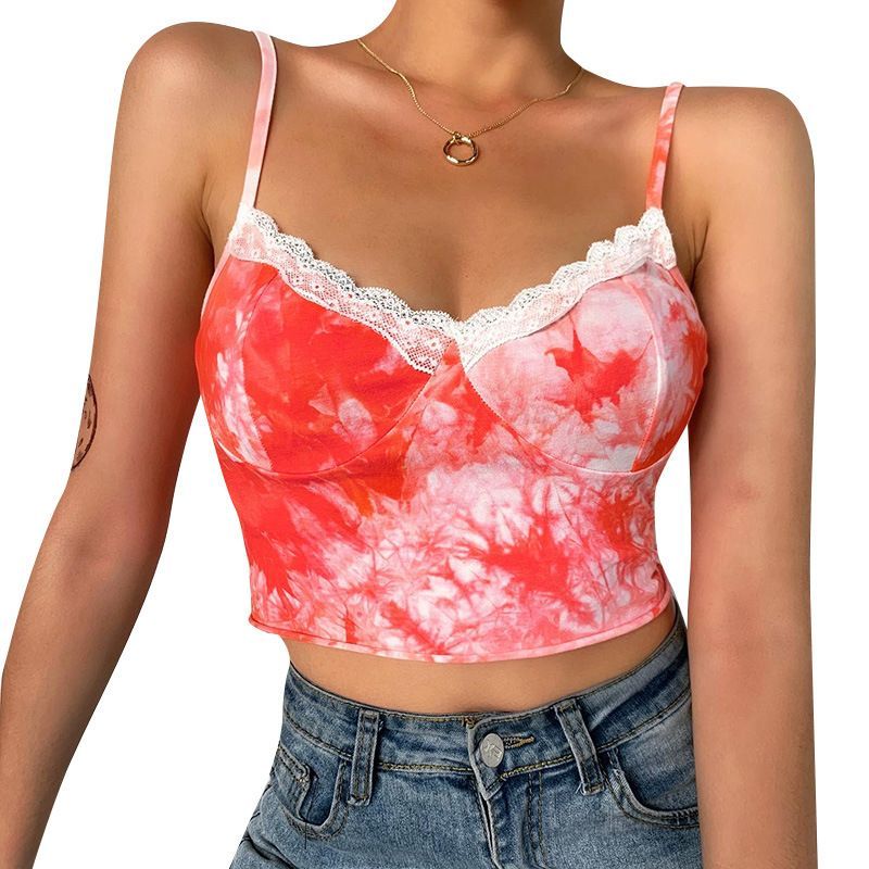 red lace camisole top