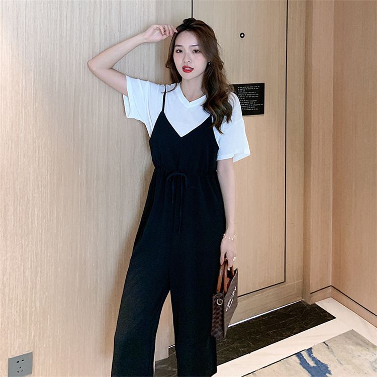 spaghetti strap jumpsuit with shirt