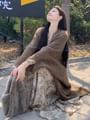 Plain Cardigan / Long-Sleeve V-Neck Floral Print Maxi A-Line Dress