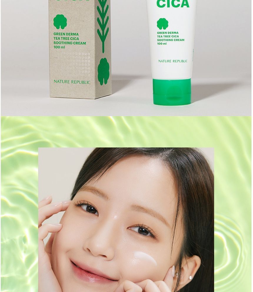 Buy NATURE REPUBLIC - Green Derma Tea Tree Cica Soothing Cream in Bulk |  AsianBeautyWholesale.com