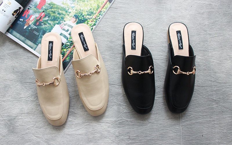 ff embossed leather mules