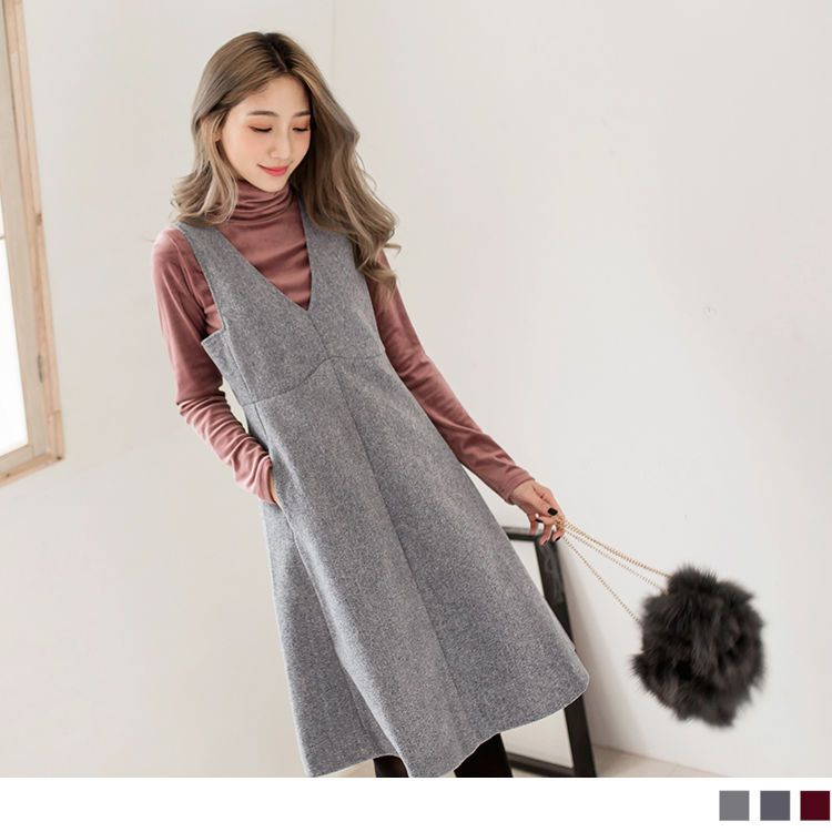 v neck pinafore