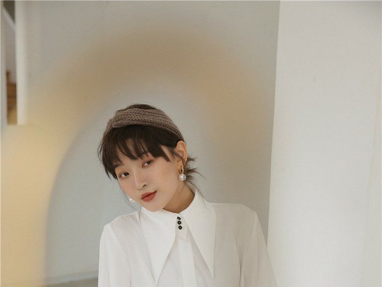 iDEARAT - Long-Sleeve Pointed Collar Plain Shirt | YesStyle
