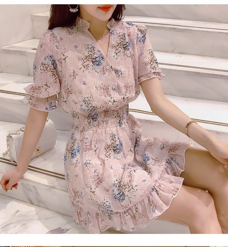 Maebae Floral Elbow-Sleeve A-Line Dress | YesStyle