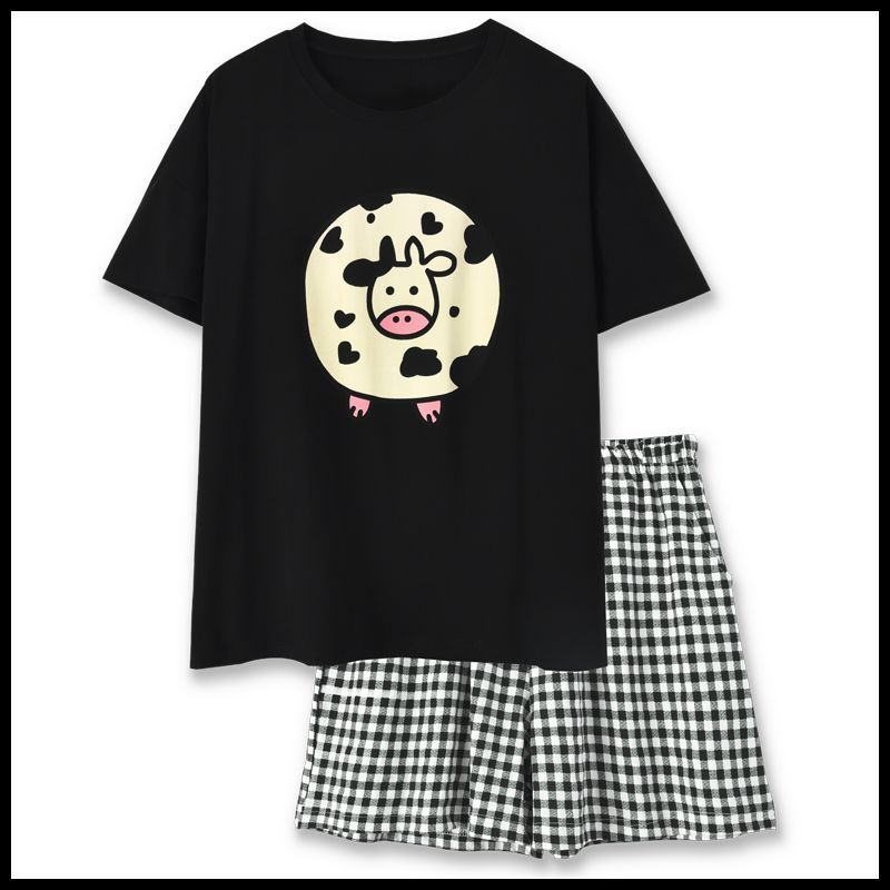 cow print tee & shorts pj set