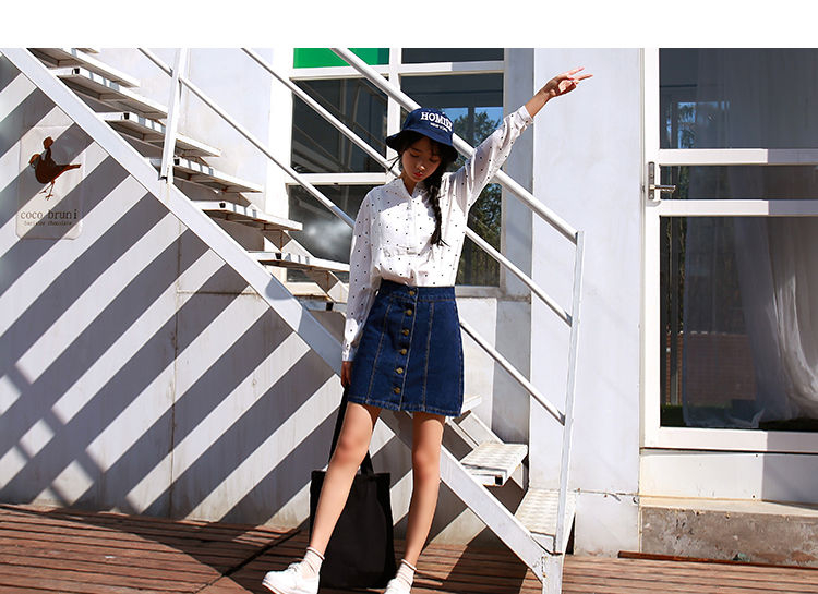 MISS YOYO Buttoned Denim Skirt YesStyle