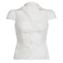 Short Sleeve V-Neck Plain Ruched Shirt