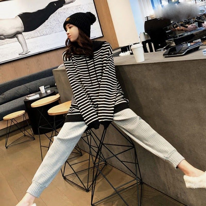 Irojikakeイロジカケstriped knit hoodiepants - 通販 - gofukuyasan.com