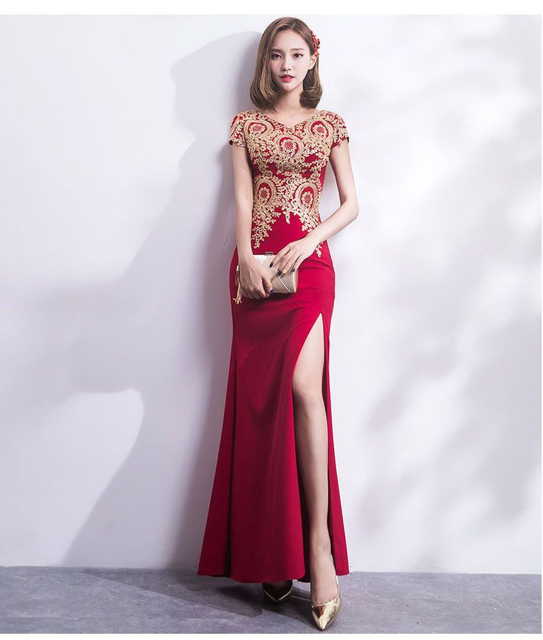 short sleeve evening gown