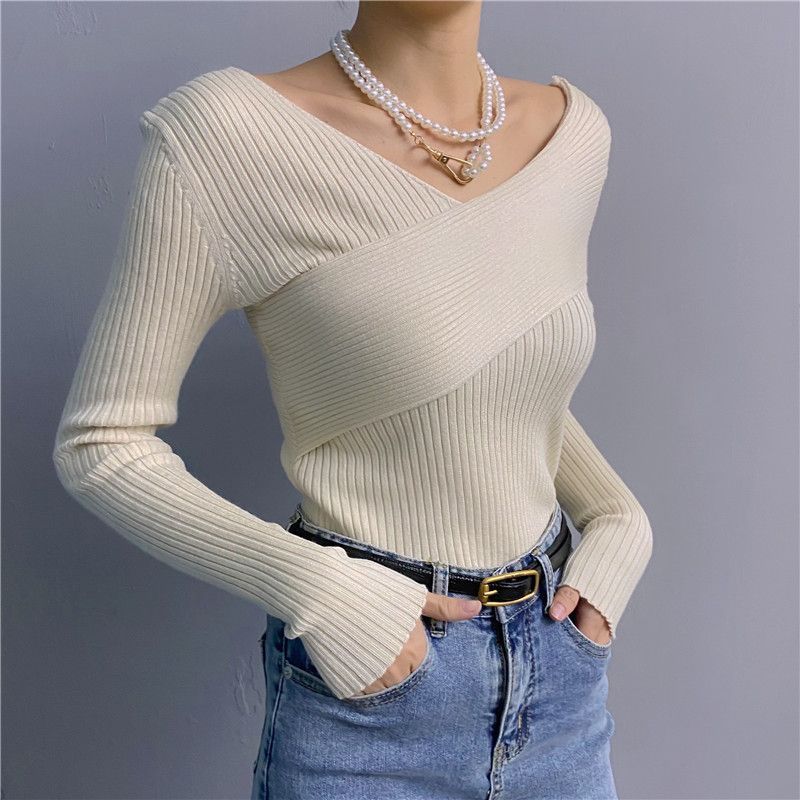 Sistyr V Neck Knit Top YesStyle 