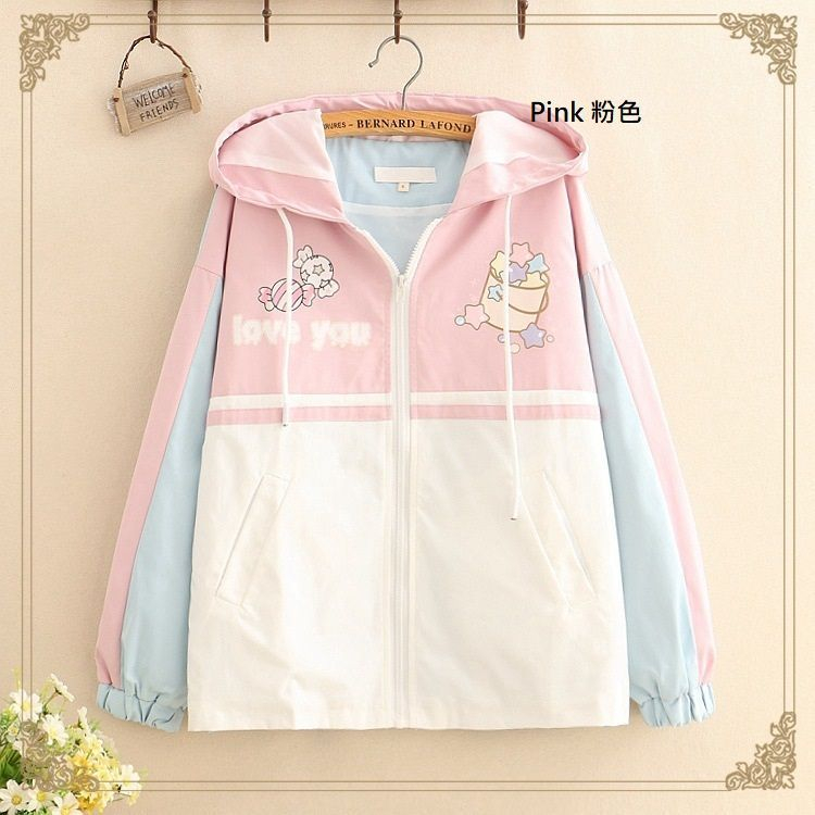 Kawaii Fairyland Printed ColorBlock Hooded Jacket YesStyle