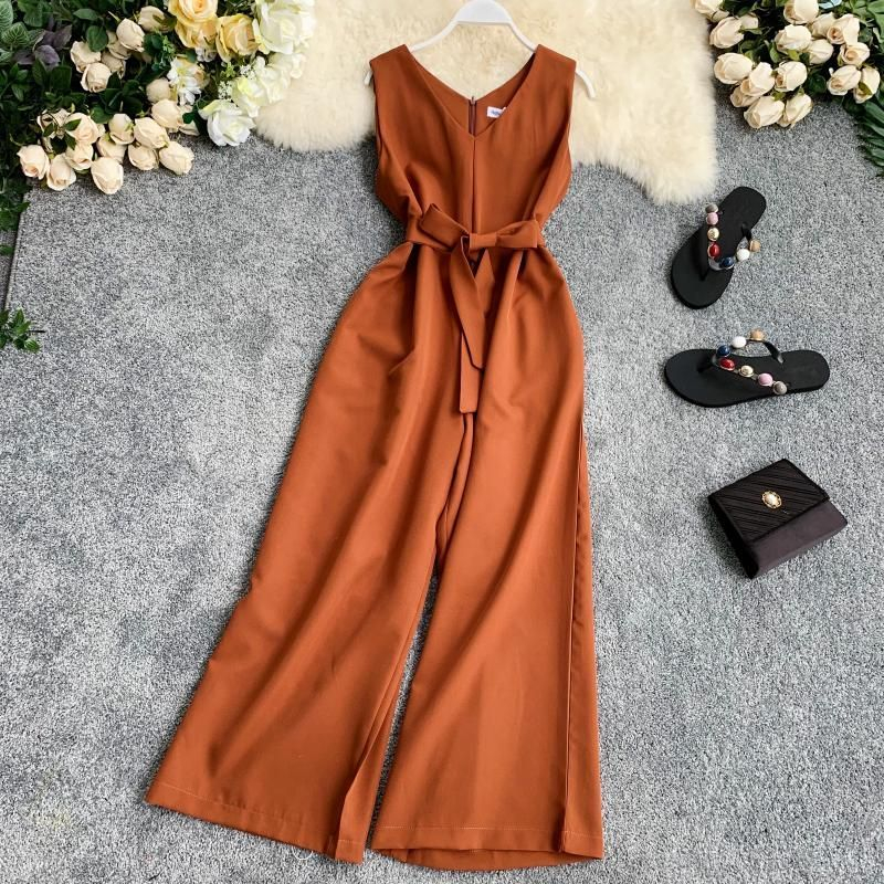 sleeveless wide leg jumpsuit