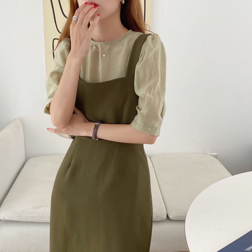 puff sleeve jumper dress