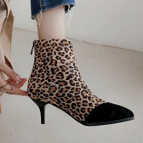 leopard print short boots