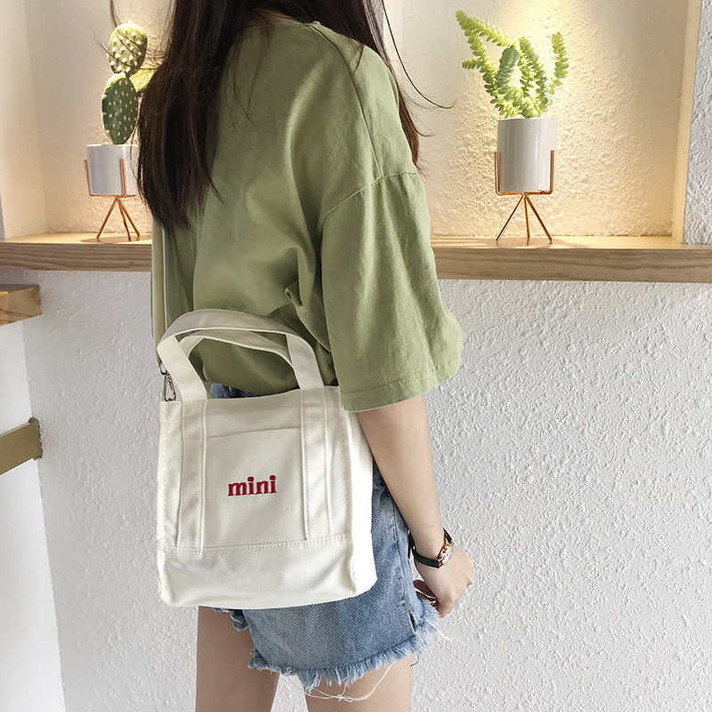 barba embroidered lettering mini canvas crossbody