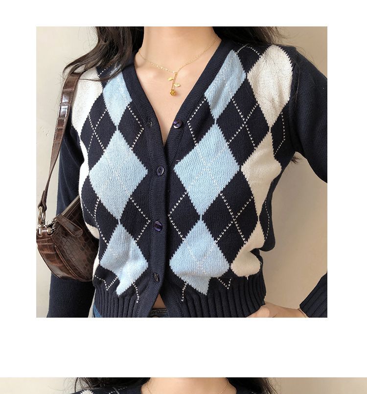 argyle cropped cardigan