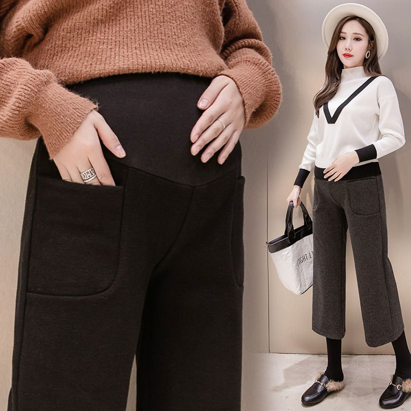 maternity wide leg cropped pants