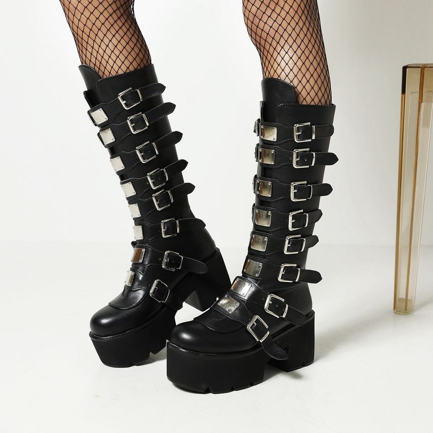 strappy platform boots