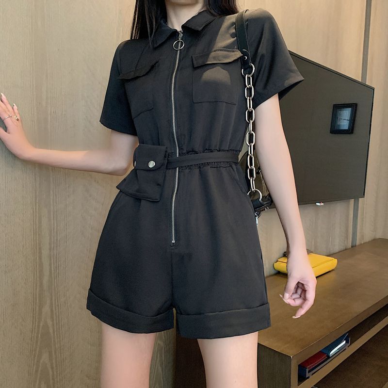 PokkaMoma - Short-Sleeve Cargo Romper 