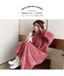 Long-Sleeve Plain Coral Fleece Pajama Dress