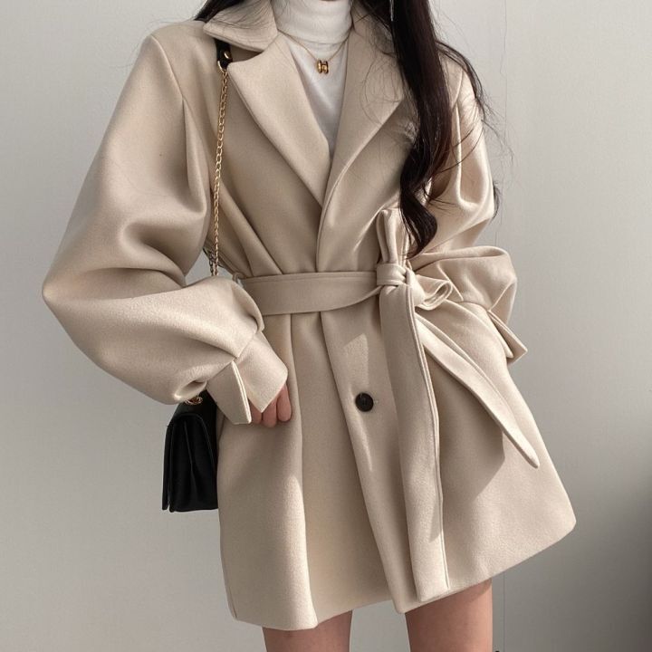 Button-Up Sashed Coat