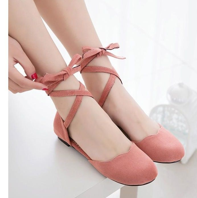 Freesia Faux Suede Lace Up Ballerina 