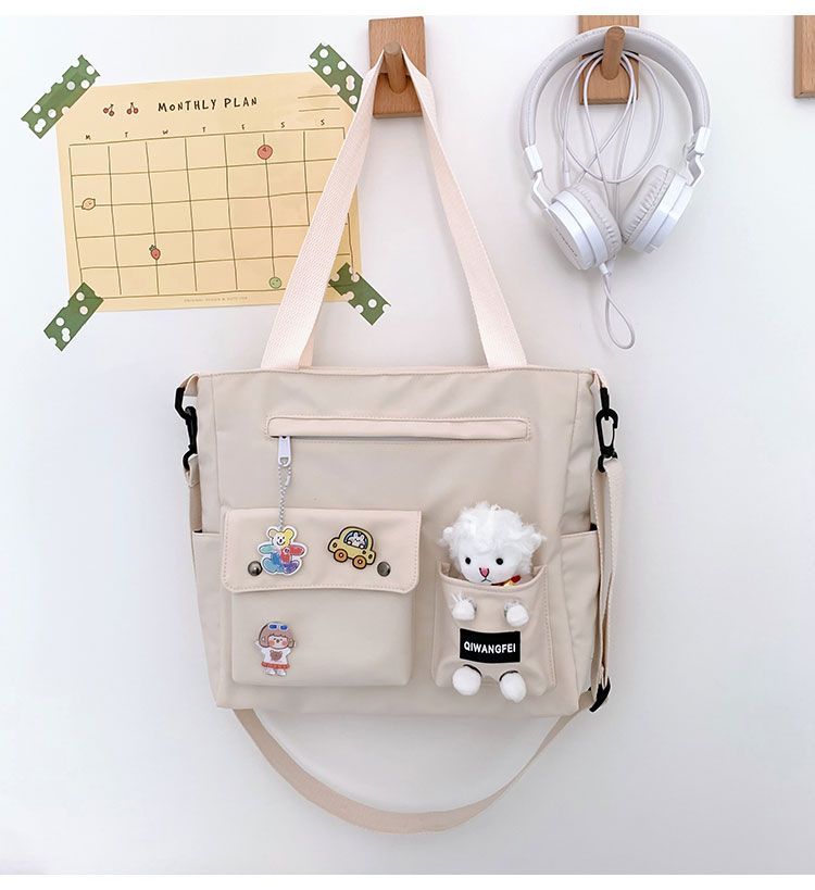 Little Days Tote Bag with Brooches, Bag Charm and Plush Animal | YesStyle