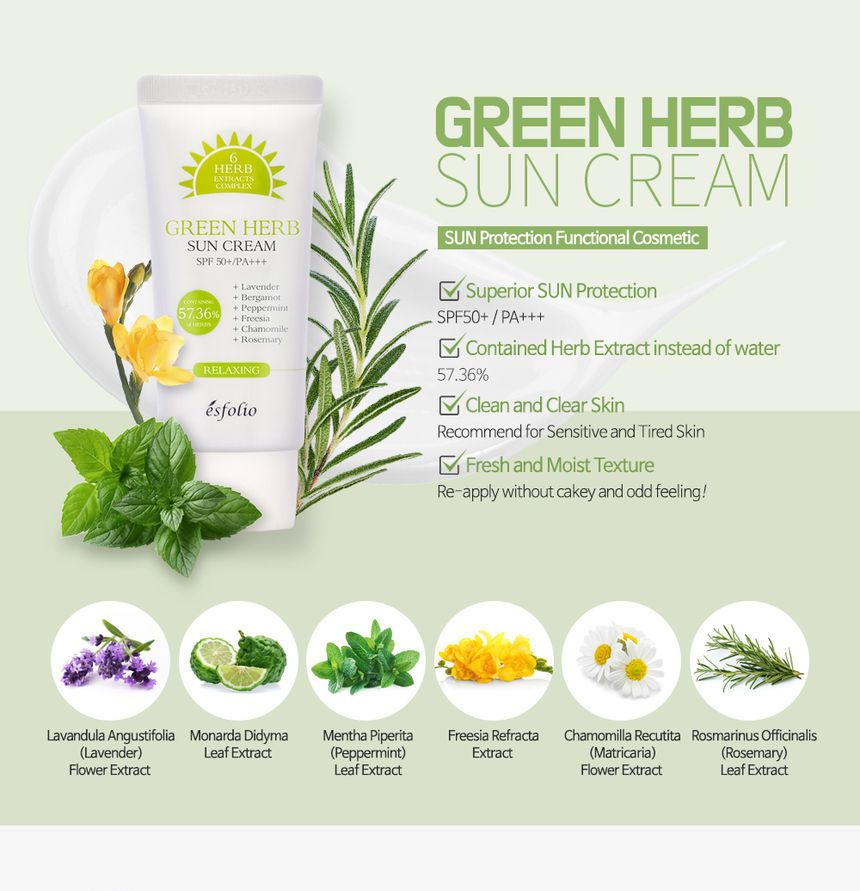 esfolio green herb sun cream