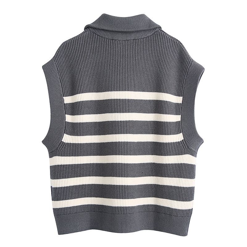 black and white striped sweater vest