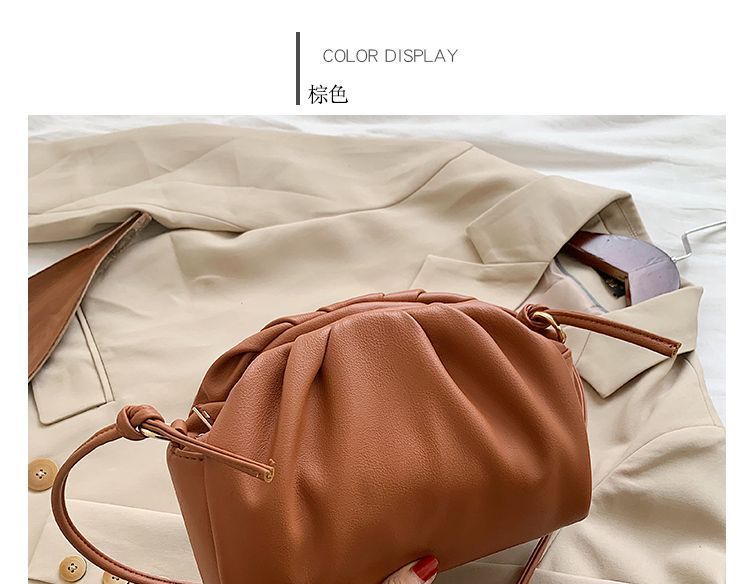 fino - 纯色抽褶拉链斜挎包