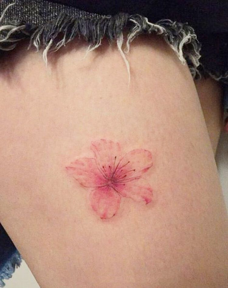 realistic cherry blossom flower tattoo