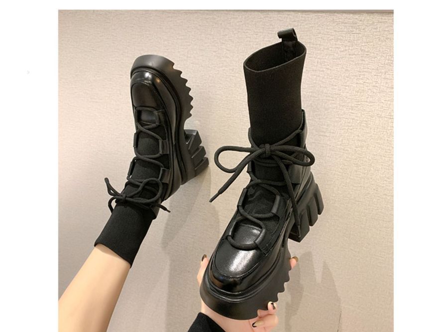 sock lace up boots