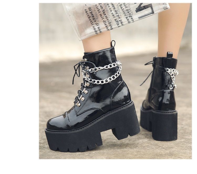 Anran Combat Platform Boots with Chain | YesStyle