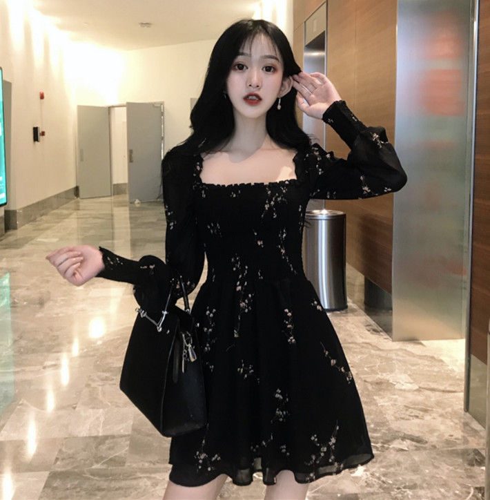 square neck floral dress