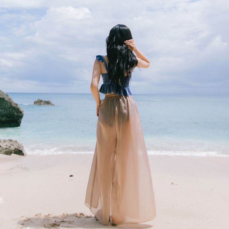 lightsome - 套装: 荷叶比基尼泳衣   裤子