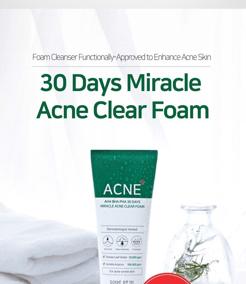 SOME BY MI AHA,BHA,PHA 30 Days Miracle Acne Clear Foam YesStyle