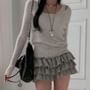 Set: Long-Sleeve Scoop Neck Plain Ribbed T-Shirt + Tank Top
