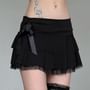 Balletcore Low Waist Bow Accent Layered Lace-Trim Mini Skirt