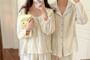 Couple Matching Long Sleeve Scoop Neck Patterned Print Ruffle Pajama Blouse / Collared Shirt / Straight Leg Pants / Pajama Dress / Set (Various Designs)