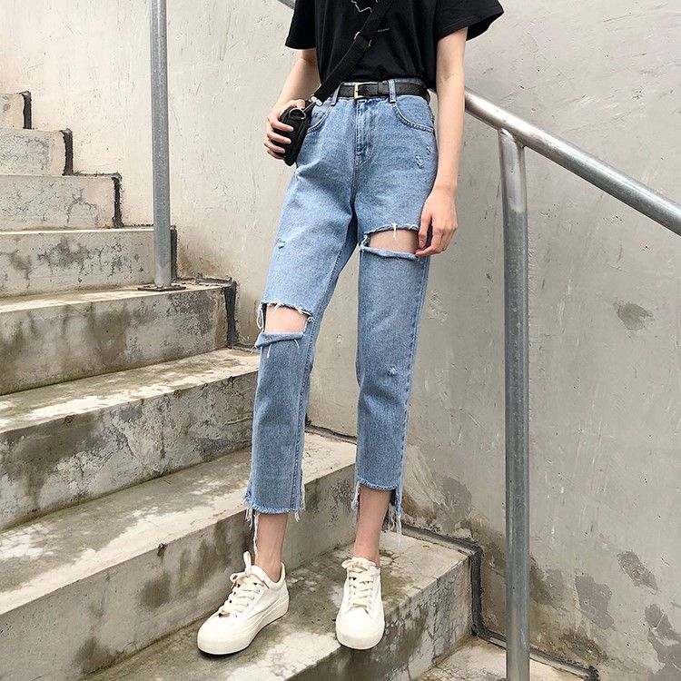 cropped straight fit jean