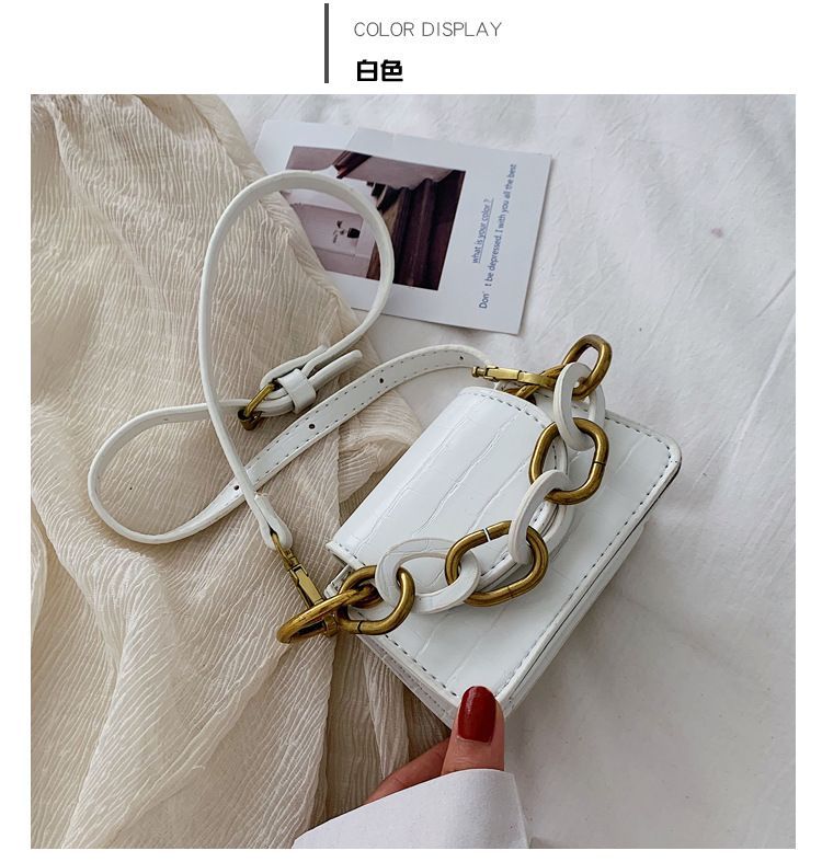 BAGSHOW Chunky Chain Faux Leather Handbag YesStyle