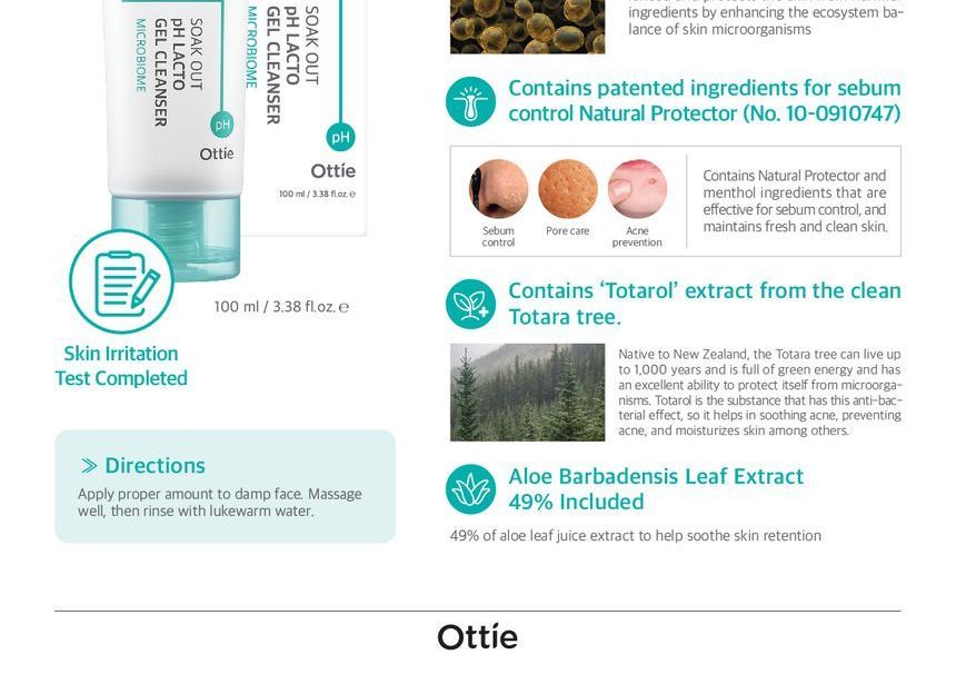 Buy Ottie Soak Out Ph Lacto Gel Cleanser In Bulk Asianbeautywholesale Com
