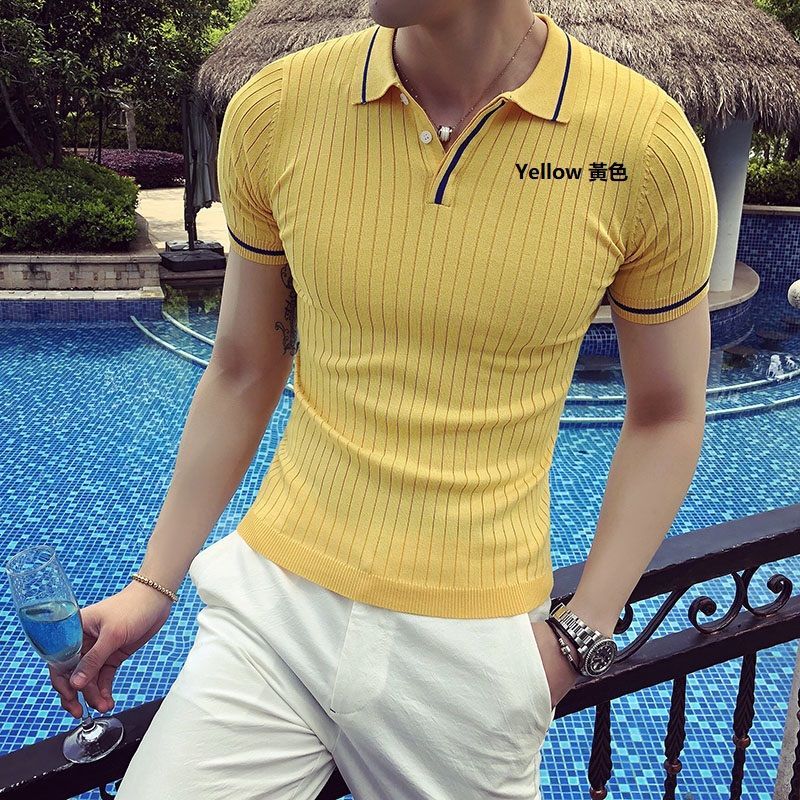 NYEON Short Sleeve Ribbed Polo Knit Top YesStyle 
