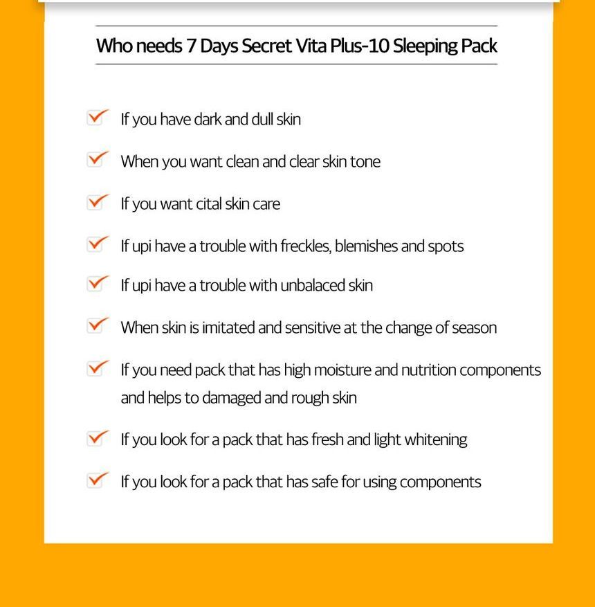 7 days secret vita plus 10 sleeping pack способ применения